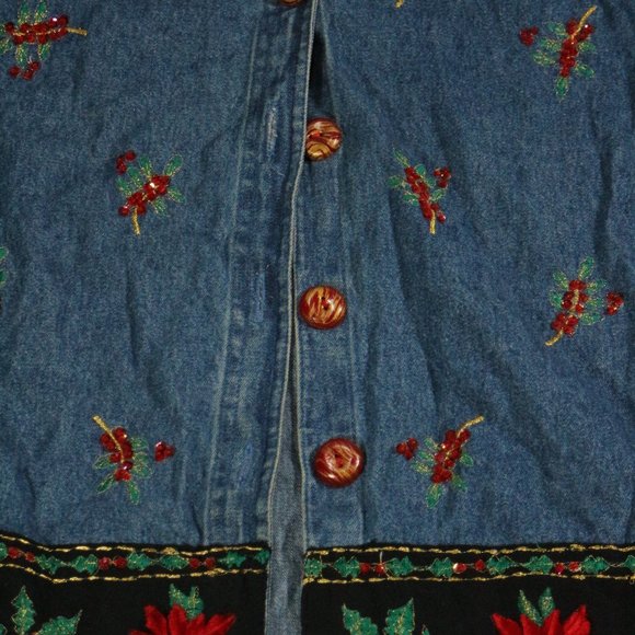 LIFESTYLE Vintage Embroidered Denim Jacket Sz Medium - Picture 4 of 15